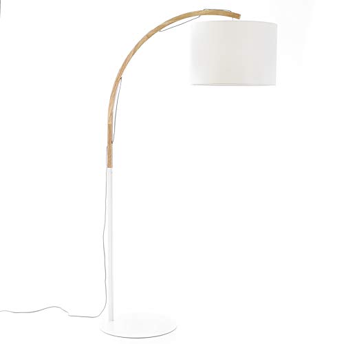 Kenay Home - Lámpara de pie Modal con cuerpo de madera y pantalla blanca