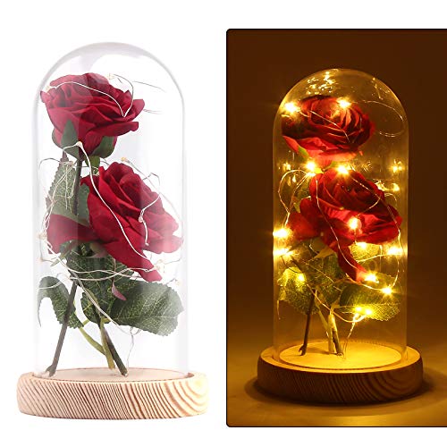 Konesky La Bella y la Bestia Kit de Rosas, Romántica Base Pino Luces LED Con Pantalla De Cristal DIY Regalo Lámpara Rosa Bar de KTV Decoración De Escritorio, Día de San Valentín Aniversario Bodas Konesky La Bella y la Bestia Kit de Rosas, Romántica Base Pino Luces LED Con Pantalla De Cristal DIY Regalo Lámpara Rosa Bar de KTV Decoración De Escritorio, Día de San Valentín Aniversario Bodas