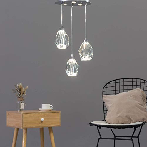 Kosilux – Lámpara LED estilo cristal de roca – Mara – Luz blanca cálida para iluminación salón, dormitorio, cocina, pasillo, 24 W, 2480 lm, LED integrado – IP20