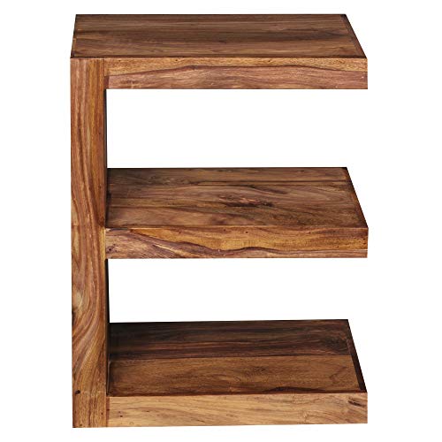 KS-Furniture Mumbai - Mesa auxiliar (madera de sheesham E Cube 60 cm de alto, diseño rústico, color marrón