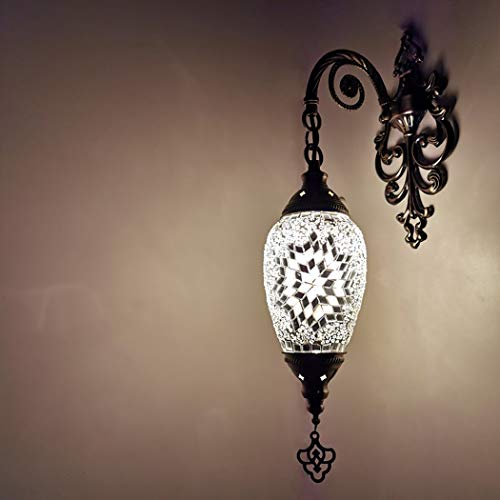 Lámpara antigua lámpara de pared de la lámpara de mosaico hecho a mano turca del estilo de Tiffany de Marruecos aplique de la pared de la vendimia Base de la lámpara de bronce, luz de la pared,G
