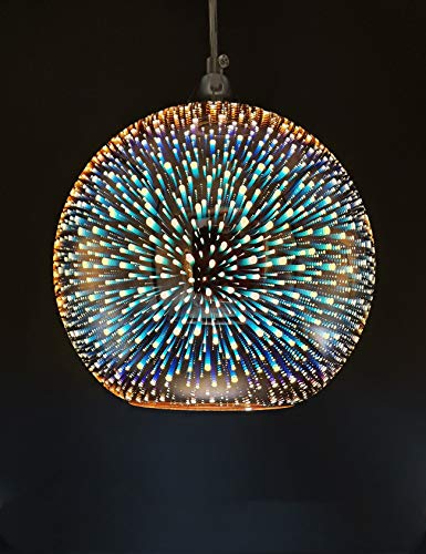 Lámpara Colgante de Luces LED de Araña de Colores 3D Lámpara Colgante de Base E27 con Bola de Cristal de Espejo 15CM(Bronce)