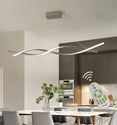 Lámpara Colgante LED Luz Pendiente Aluminio Acrílico Iluminación De Suspensión Moderna Minimalista Diseño Altura Ajustable Regulable Lámpara De Techo Comedor Salon Cocina Estudio Araña (Gris, L100cm)