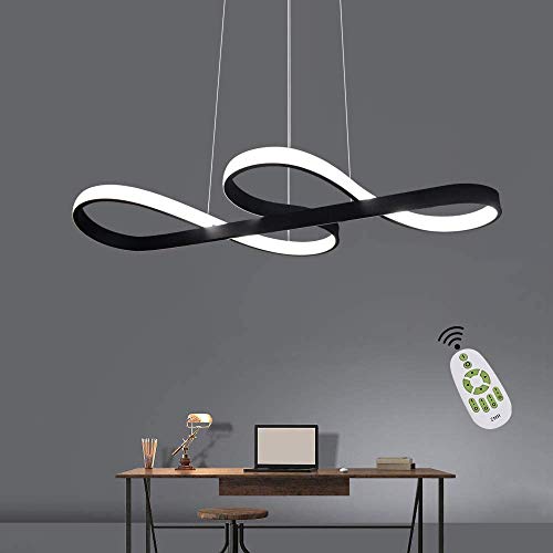 Lámpara Colgante LED, ZMH Luz de Techo Iluminación Pendiente Araña 47W Luz y Altura Adjustable (3500-6500k) con Control Remoto de Silicona y Alumnio para Comedor/Salón/Cafetería/Restaurante (Negro) Lámpara Colgante LED, ZMH Luz de Techo Iluminación Pendiente Araña 47W Luz y Altura Adjustable (3500-6500k) con Control Remoto de Silicona y Alumnio para Comedor/Salón/Cafetería/Restaurante (Negro)