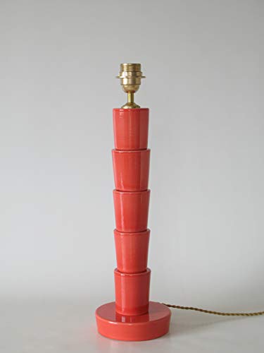 Lámpara de Ceramica Grande de Salon de 45 cm Rojo, E27, 60 W - Pie de Lámpara de Cerámica Sobremesa Rojo Antiguo Craquelado.