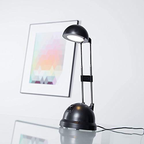 Lámpara de escritorio LED con cuello telescópico, 20-44 cm de altura, 600 lúmenes, 2700 K blanco cálido, metal/plástico, color negro