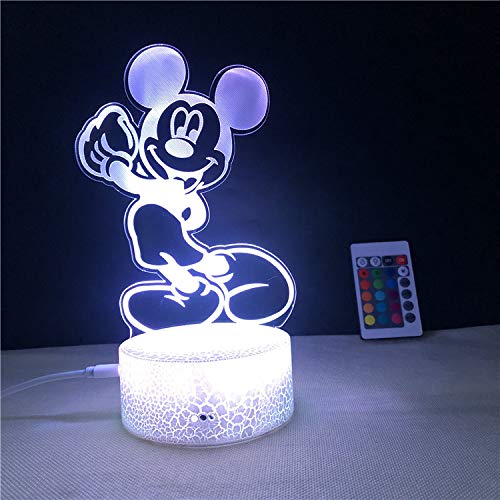 Lámpara de ilusión 3D Mickey Mouse LED Luz nocturna 7 colores intermitentes decoración de dormitorio regalo lámpara de noche creativa regalo