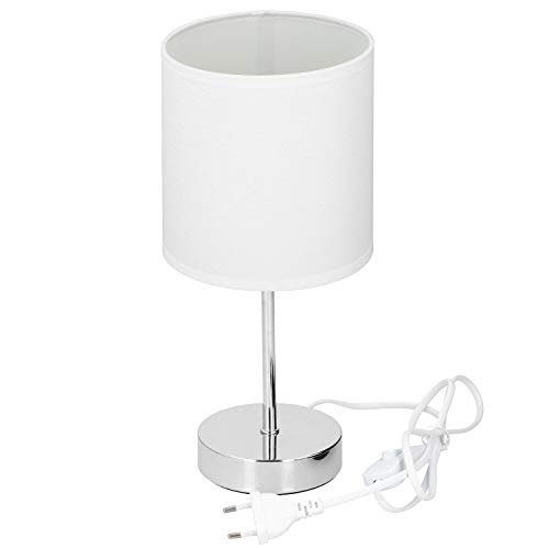 Lámpara de mesa con pantalla de tela (E14, altura 30 cm), color blanco