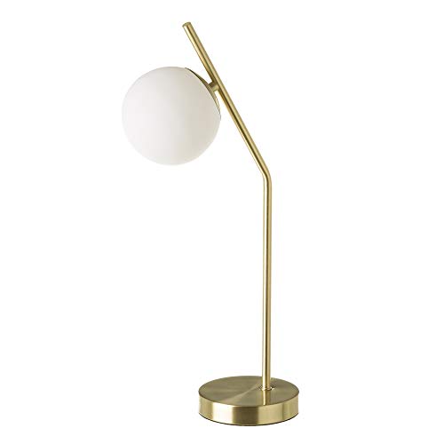 Lámpara de mesa con tulipa de bola vintage de metal y cristal dorada, de ø 22x13x50 cm - LOLAhome