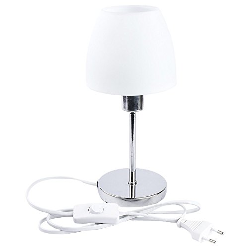 'Lámpara de mesa "Luna, color blanco con Socket de cromo, 27 cm de altura, 12 cm de diámetro, Noche – Lámpara de mesa, lectura, lámpara de mesa
