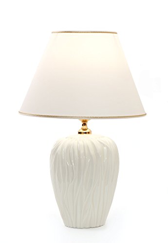 Lámpara de mesa Onde cerámica blanca | Lámpara de mesa E27 | Hecho a mano en Italia | lámpara exclusiva con 24 quilates chapado en oro Lámpara de mesa Onde cerámica blanca | Lámpara de mesa E27 | Hecho a mano en Italia | lámpara exclusiva con 24 quilates chapado en oro