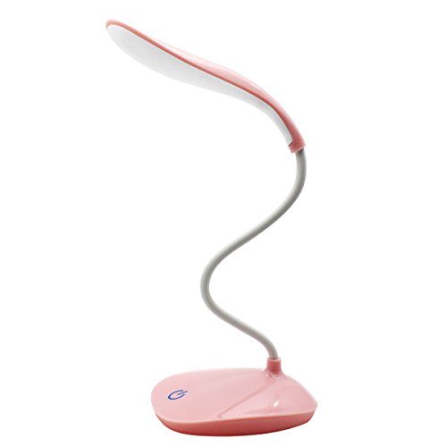 Lámpara de mesa, portátil, recargable, regulable, con 3 niveles de control táctil de intensidad ajustable, cuello de cisne flexible para aprender, trabajar, acampar y más. (rosa)