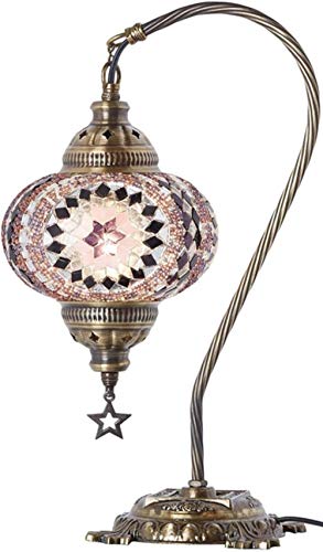 Lámpara de mosaico turco de cristal con cuello de cisne marroquí Marrakech luces turcas Tiffany lámpara de noche turca fabricada en Turquía, Swarovski,UE PLUG