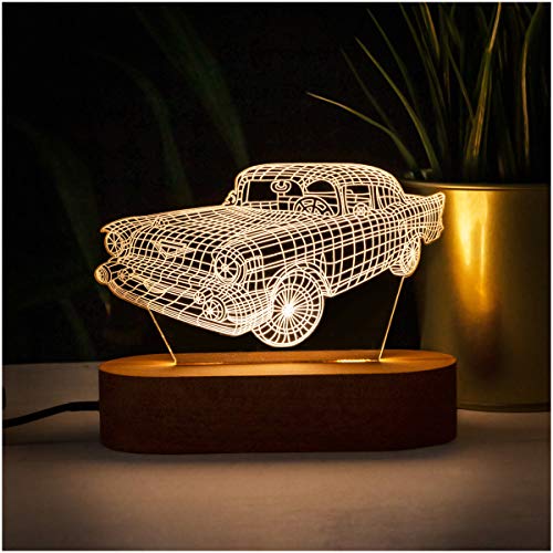 Lámpara de noche 3D en forma de coche, ilusión 3D con diseño de coche moderno. Lámpara de escritorio de acrílico regalo para los amantes de los coches clásicos.