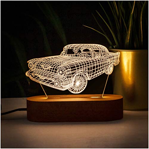 Lámpara de noche 3D en forma de coche, ilusión 3D con diseño de coche moderno. Lámpara de escritorio de acrílico regalo para los amantes de los coches clásicos. Lámpara de noche 3D en forma de coche, ilusión 3D con diseño de coche moderno. Lámpara de escritorio de acrílico regalo para los amantes de los coches clásicos.