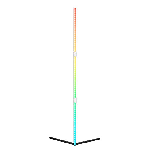 Lámpara de pie de esquina LED minimalista de esquina, color cambiante para salón, dormitorio, negro, RGB Colorful (RGB)
