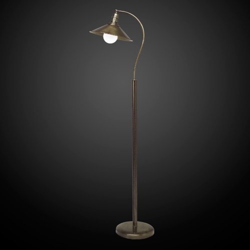 Lámpara de pie de Latón, acabado cuero anticuario, medidas 150 cms (30 cms diámetro).