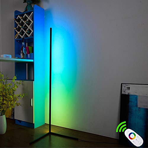 Lámpara de pie plegable con trípode, led regulable con cambio de color RGB y mando a distancia, estilo minimalista y moderno, para salón, dormitorio o sala de juegos