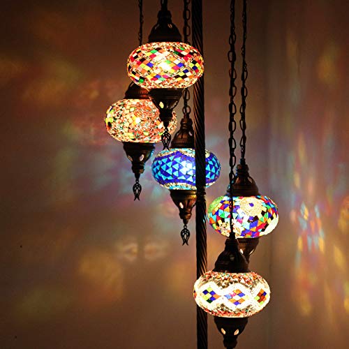 Lámpara de pie Tiffany de mosaico marroquí turco personalizable 5 globos para lámparas de esquina de dormitorio