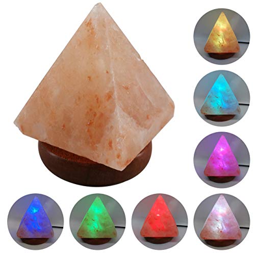 Lámpara de Sal del Himalaya Usb Led Cambia de Color Continuo Totalmente Natural (Pirámide)