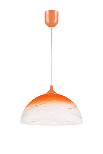 Lámpara de techo Adania, color naranja y blanco, diseño retro, brillante, E27, para cocina, comedor, bar Lámpara de techo Adania, color naranja y blanco, diseño retro, brillante, E27, para cocina, comedor, bar