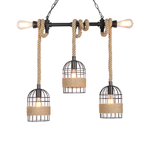 Lámpara de techo colgante retro con cuerda y altura ajustable, vintage, de acero y madera, incluye E27 Industrial Lámpara de techo para comedor, salón, cocina, cafetería, bar (5 casquillos) Lámpara de techo colgante retro con cuerda y altura ajustable, vintage, de acero y madera, incluye E27 Industrial Lámpara de techo para comedor, salón, cocina, cafetería, bar (5 casquillos)