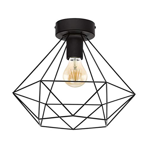 Lámpara de techo EGLO TARBES, lámpara de techo vintage con 1 bombilla de estilo retro, material: acero, color: negro, casquillo: E27