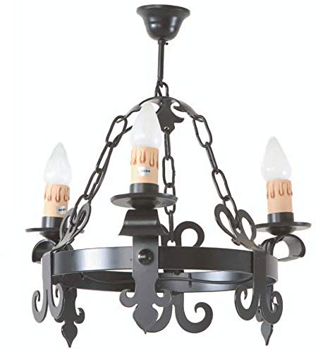 Lámpara de Techo Forja Huelva - Grupo 2 - Crema Oro, Lámpara de 3 Luces Lámpara de Techo Forja Huelva - Grupo 2 - Crema Oro, Lámpara de 3 Luces