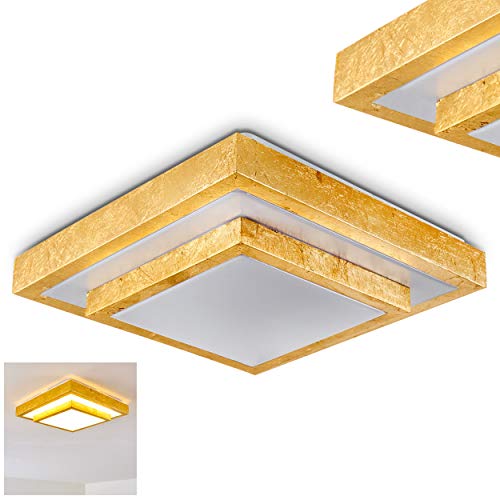 Lámpara de techo LED Sora de 2 plantas con peldaños cepillados en oro - para baño, vestíbulo, salón, vestíbulo, dormitorio - de color blanco cálido