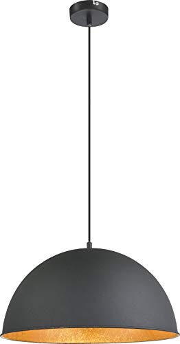 Lámpara de techo retro para comedor, color negro y dorado, lámpara de techo industrial (diseño industrial, lámpara de techo, lámpara de cocina, 41 cm, altura 120 cm)
