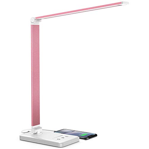 Lámpara Escritorio LED, Regulable LED Escritorio, 5 Colores y 10 Niveles de Brillo, Operación Táctil, Plegable, Con Conexión USB y Protección Para Los ojos Lámpara de Mesa para Oficina y Hogar