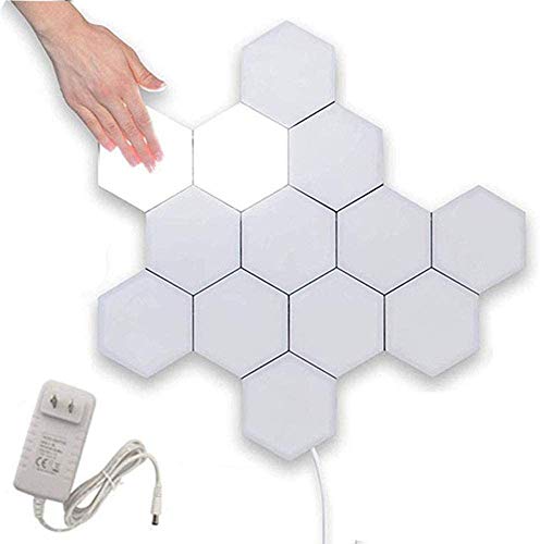 Lámpara hexagonal creativa Nanoleaf Geometría LED Iluminación sensible al tacto Las lámparas LED se aplican a la pared para el interior del dormitorio Baño Aplique (blanco frío 3 piezas)
