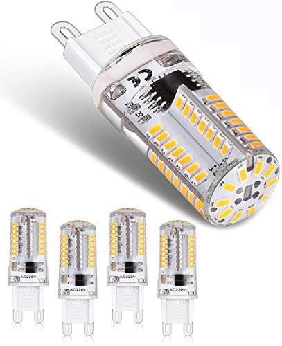 Lámpara LED 3W G9 230V 400 lúmenes 3000k luz LED blanca cálida Sin bombillas LED parpadeantes, no regulable en ángulo de 360 ​​grados, lámpara halógena G9 de 30W de repuesto (paquete de 5)