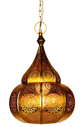 Lámpara Oriental Marroquí - lamparilla colgante - farola de techo Ilham Dorado - 50cm - muy práctica para una iluminación excelente - transmite una decoración excelente refinada