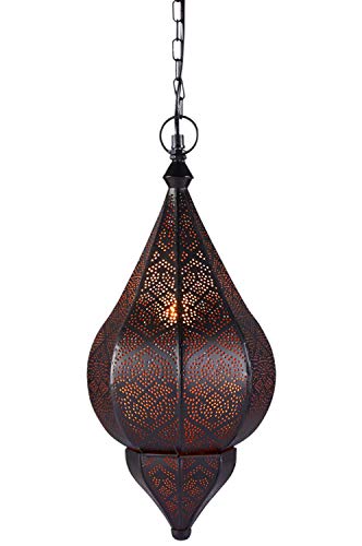 Lámpara Oriental Marroquí - lamparilla colgante - farola de techo Kihana negro 40cm - muy práctica para una iluminación excelente - transmite una decoración excelente refinada