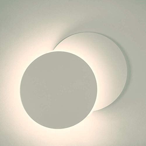 Lámpara pared LED 5W blanco, aplique decoración, diseño moderno efecto eclipse, interior casa pasillo hogar dormitorio, Bajo consumo, Luz Cálida 3000K