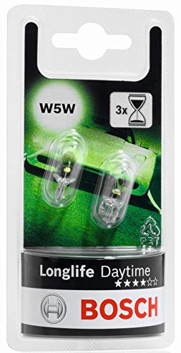 Lámparas Bosch para vehículos Longlife Daytime W5W 12V 5W W2 1x9, 5d (Lámpara x2)