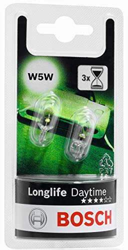 Lámparas Bosch para vehículos Longlife Daytime W5W 12V 5W W2 1x9, 5d (Lámpara x2) Lámparas Bosch para vehículos Longlife Daytime W5W 12V 5W W2 1x9, 5d (Lámpara x2)