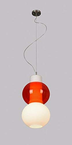 Lampenlux Lámpara LED colgante Zar, altura regulable, pantalla de cristal bicolor, rojo y blanco, lámpara de techo 230 V (sin bombilla LED)