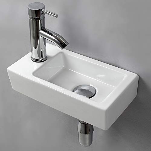 Lavabo de pared para lavabo pequeño rectangular de cerámica Lavabo de pared para lavabo pequeño rectangular de cerámica