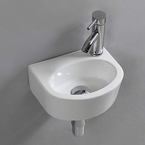 Lavabo ovalado de pared para cuarto de baño pequeño (mano derecha)