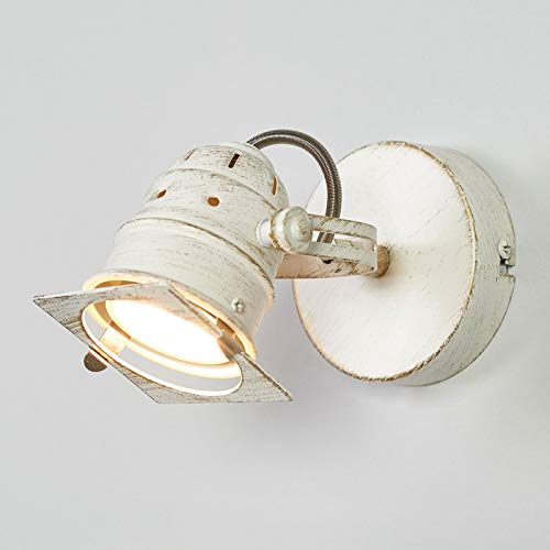 LED Lámpara de pared 'Janek' (Vintage) en Blanco hecho de Metal e.o. para Salón & Comedor (1 llama, GU10, A+) de Lindby | aplique LED, aplique