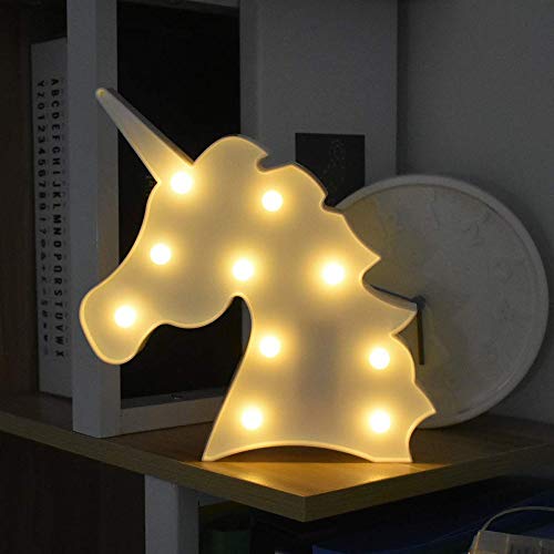 LED Unicornio Luces Nocturnas, LED Mood Light Lámparas de Escritorio, Blanca Cálida LED Lámpara de Mesa para Habitación de Bebé Decorativa Luz, Dormitorio y Decoración de la Pared (Unicornio Blanco)