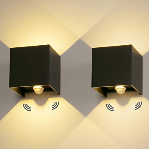 LEDMO 2 Pcs 12W Aplique pared LED con Sensor de Movimiento Blanco Cálido 3000K Lampara de Pared Interior/Exterior Impermeable IP65 Ángulo ajustable Luz de Pared Negro LEDMO 2 Pcs 12W Aplique pared LED con Sensor de Movimiento Blanco Cálido 3000K Lampara de Pared Interior/Exterior Impermeable IP65 Ángulo ajustable Luz de Pared Negro