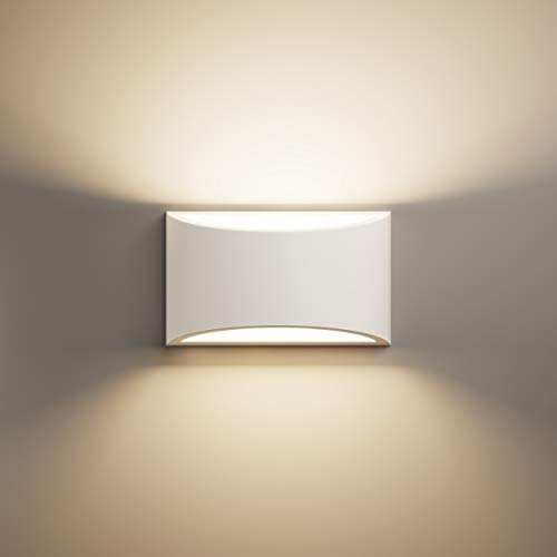 LightHUB Lámpara de pared de yeso inferior interior, Moderno, G9, lámpara de pared decorativa, color blanco, dormitorio, cocina, oficina, cuarto de baño, iluminación de pasillo, Comedor