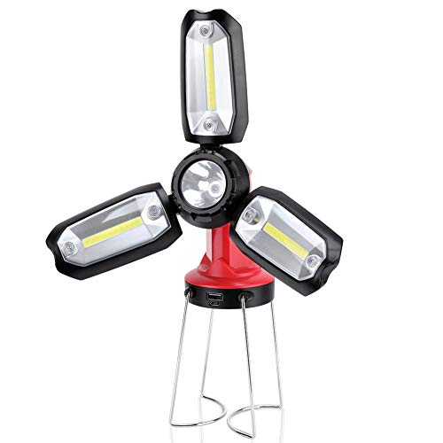 Linterna LED Recargable, Super Brillante Linterna Táctica con 8 Modos, Impermeable, Power Bank, 300lm, Lámpara de Trabajo Plegable Portátil COB para Camping, Actividades al Aire Libre, Emergencia