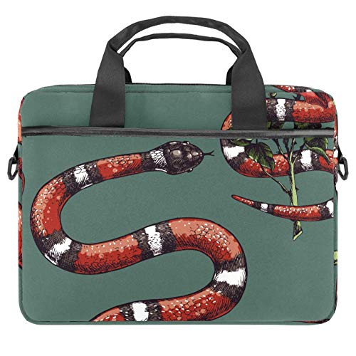 LORVIES Lampropeltis - Bolso bandolera con asa para portátil de 14 a 15,4 pulgadas, diseño de serpiente y flores