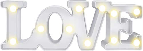 LOVE Lámpara de Mesa, Luz Love con Luces LED Lámpara de Tabla Lámpara de Noche Lámparas decorativas para Navidad de fiesta de Sala de Hogar Decoración de Pared - LOVE (Blanco)