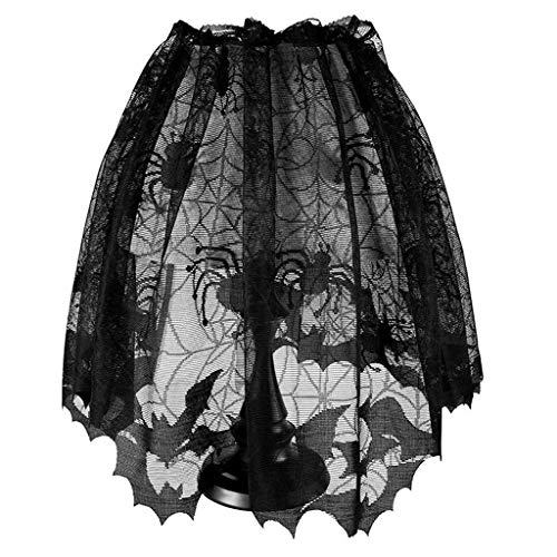 LQH Ventana Bat Telaraña Shade 60x20 Pulgadas Lámpara de Halloween Negro de la Cubierta del cordón de la Cortina de Puerta Chimenea Partido de la Bufanda de la decoración del hogar Manto Negro