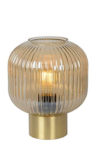 Lucide 45586/20/62 - Lámpara de mesa (cristal, 40 W, ámbar, dorado mate)